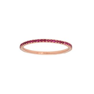 14K Rose Gold Ruby Eternity Stackable Band